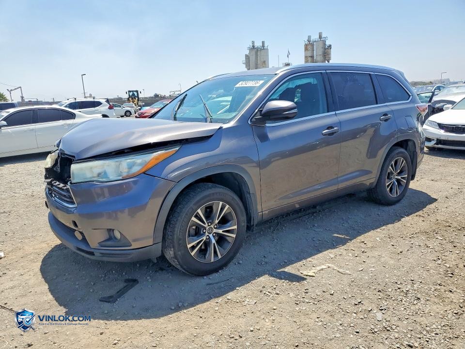 2016 TOYOTA HIGHLANDER XLE – Lot 52927736 auction photo