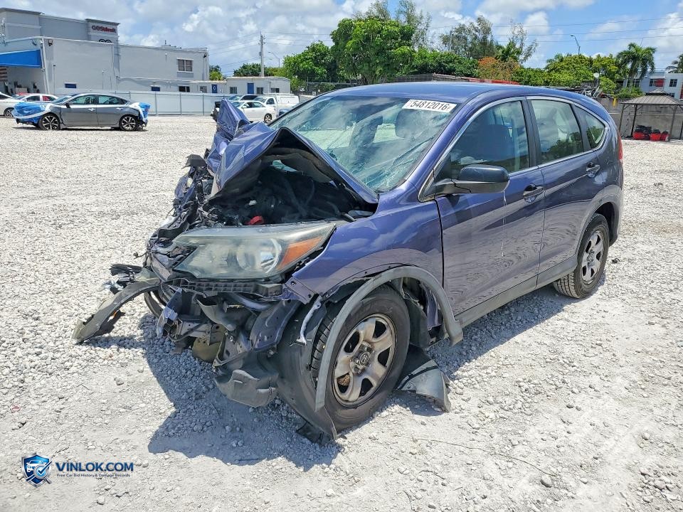 2013 HONDA CR-V LX – Lot 54812016 auction photo